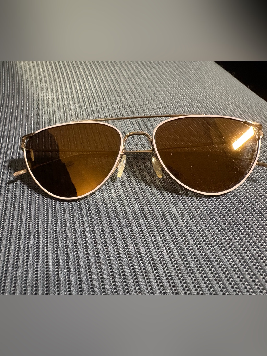 Rare Oliver Peoples Gold Frame Aviator Sunglasses With Brown Lenses
